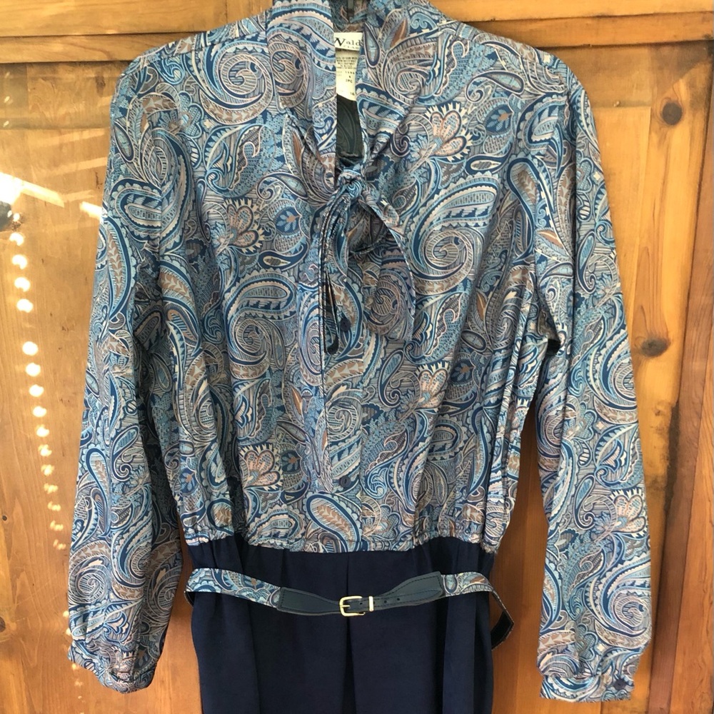 Walden Classics Blue and Pink Paisley Vintage Dress